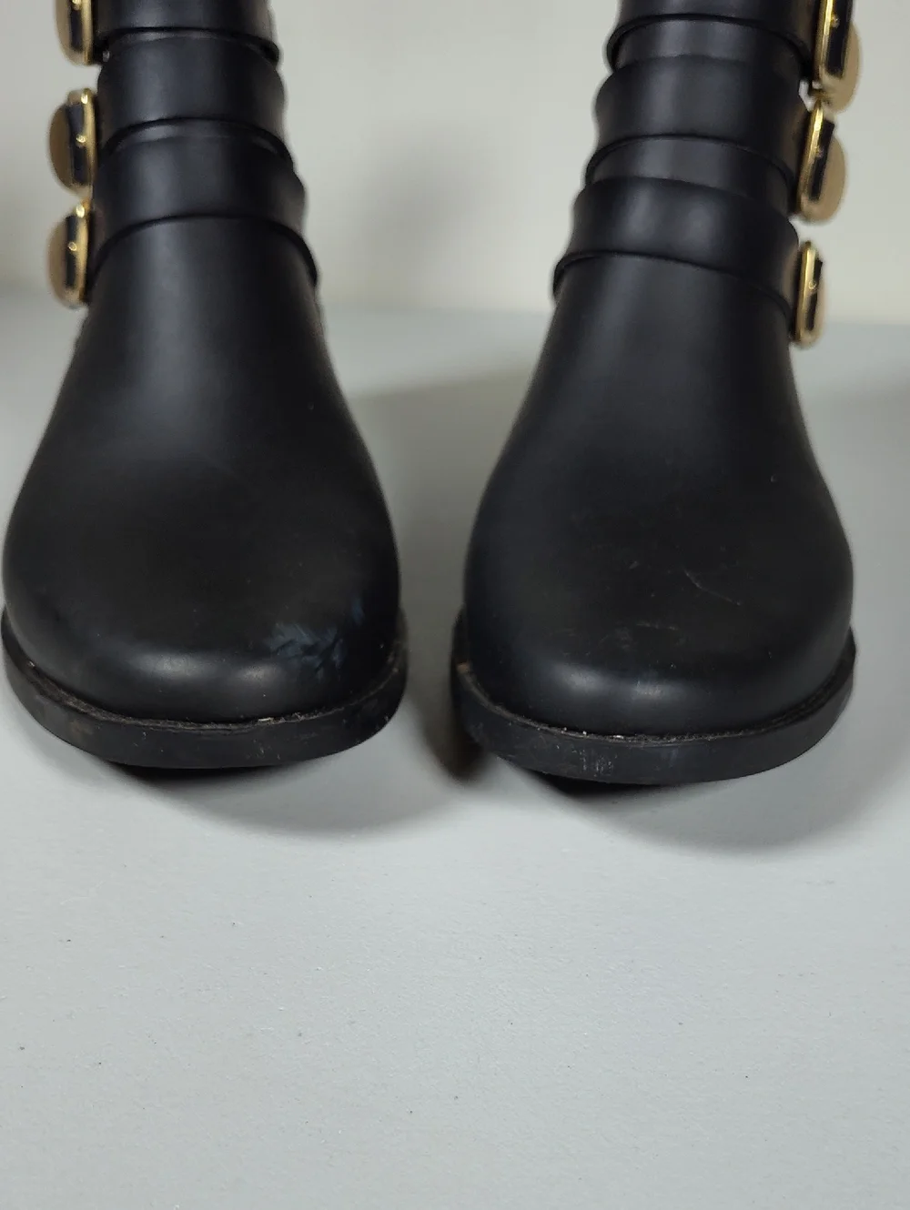 Loeffler Randall Fenton black‎ rubber ankle rain boots 7